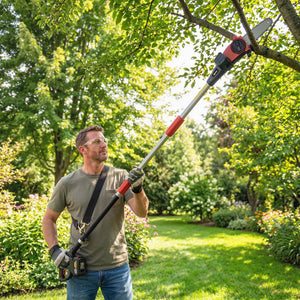 18V 8" Cordless Pole Chainsaw, 1.94m/2.56m Electric Chainsaw with 2 x 4.0Ah Batteries, Charger, Auto Lubrication, 6m/s Chain Speed, Long Reach Pole Pruner for Branch Cutting Tree Trimming