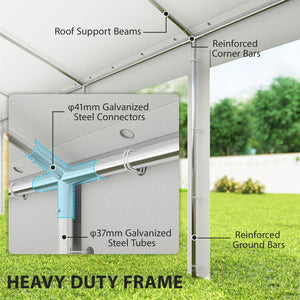 20' x 40' Heavy Duty Party Tent and Carport, Galvanized Outdoor Canopy Tent Event Tent with 12 Removable Window Sidewalls for Parties, Wedding, Events, BBQ, White