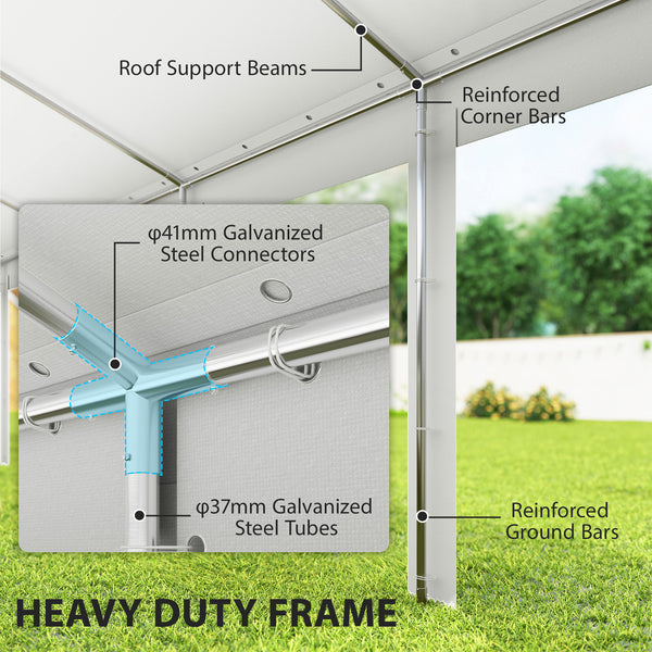 20' x 40' Heavy Duty Party Tent and Carport, Galvanized Outdoor Canopy Tent Event Tent with 12 Removable Window Sidewalls for Parties, Wedding, Events, BBQ, White
