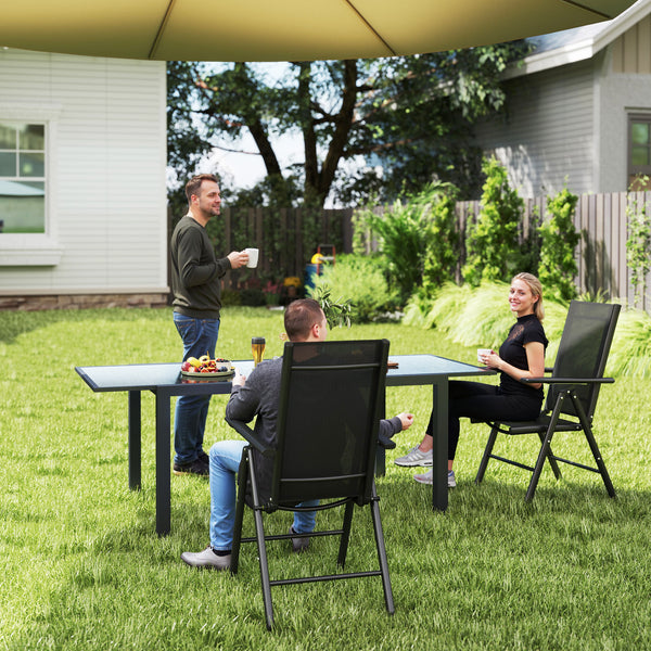 Set of 2 Folding Chair, Aluminium Frame Outdoor Camping Chairs with Breathable Mesh Back and Seat, Garden Chair Set with Armrests for Balcony, Black