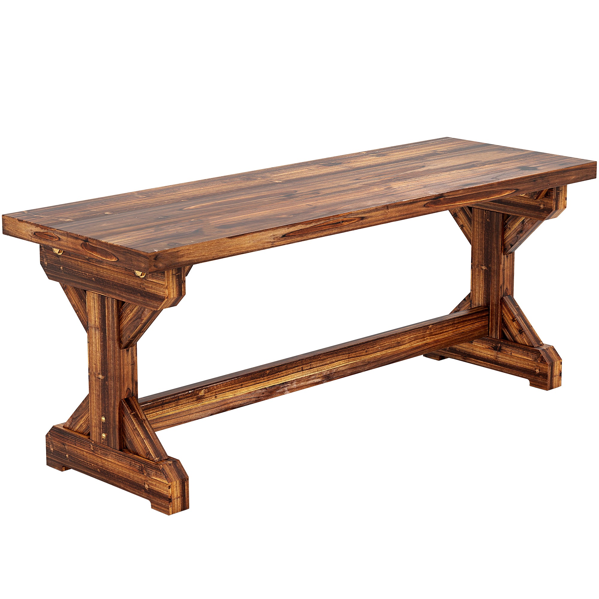Outsunny Outdoor Wooden Bench, 2-Person Rustic Patio Garden Bench Seat ...