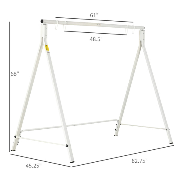 Outsunny Metal Porch Swing Stand, Heavy Duty Swing Frame, Hanging Chair Stand Only, 528 LBS Weight Capacity, for Backyard, Patio, Lawn, Playground, White