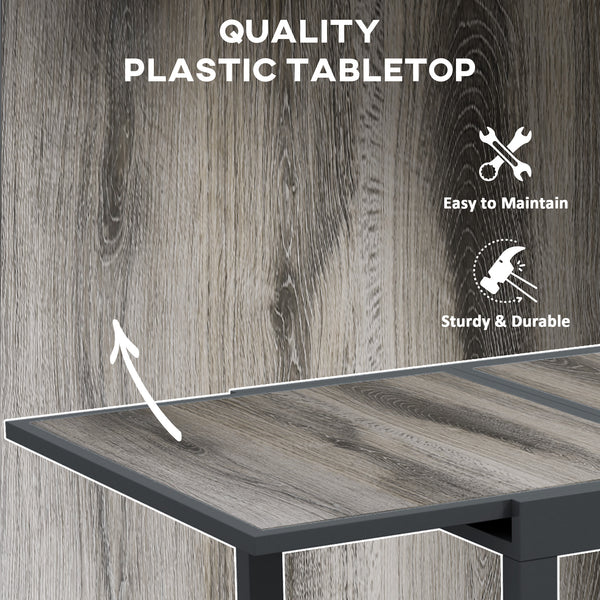 Extending Garden Table, Outdoor Dining Table for 6, Aluminium Frame Rectangular Patio Table with Plastic Board Tabletop,80/160L x 80W x 75H cm, Grey