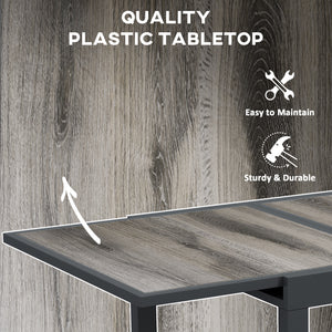 Extendable Outdoor Dining Table, Aluminum Garden Table, Rectangular Patio Table with Plastic Board Tabletop for Balcony, Lawn, Grey