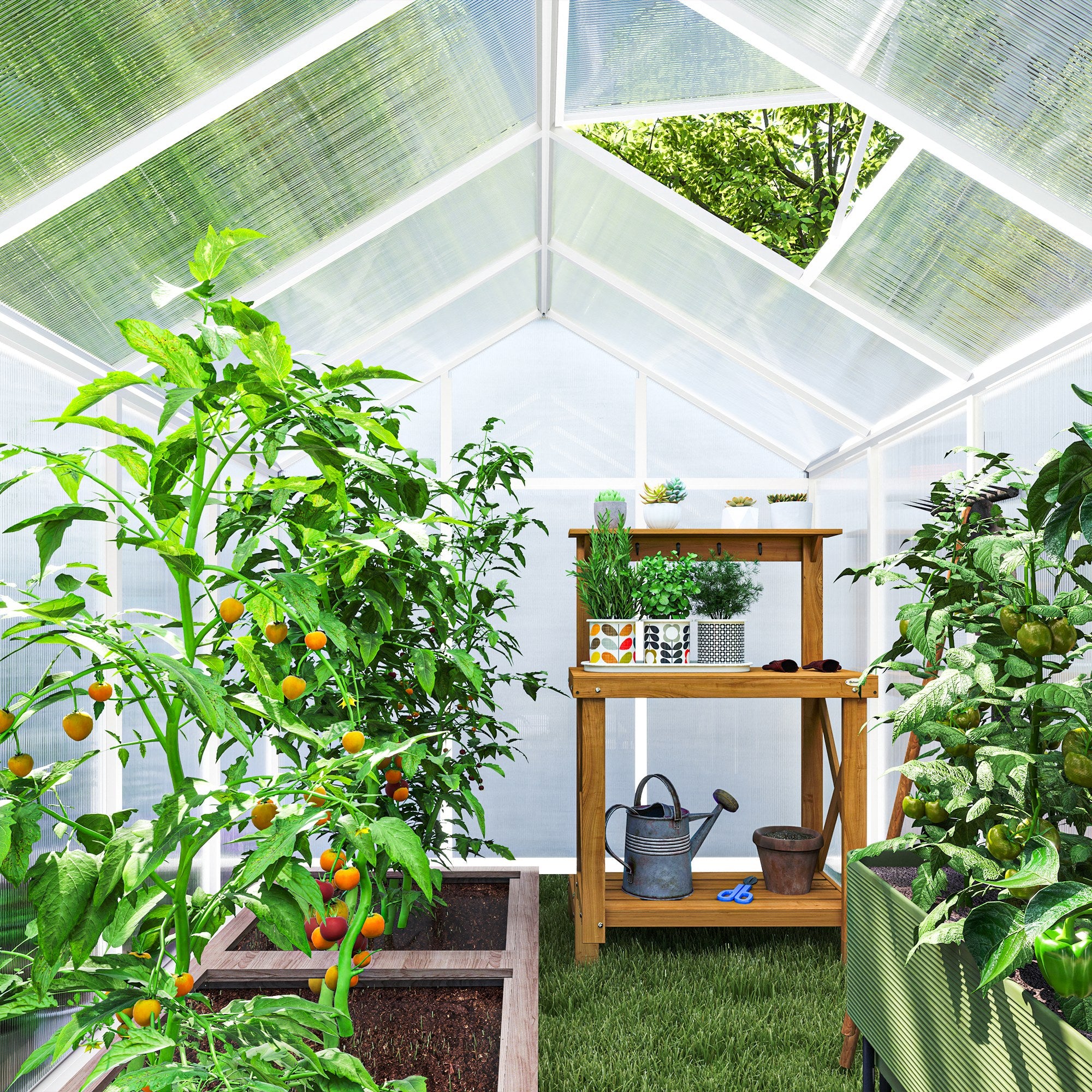 small hot houses for plants Outsunny Greenhouse for Winter, 10' L x 6' W Walk-In Polycarbonate Greenhouse