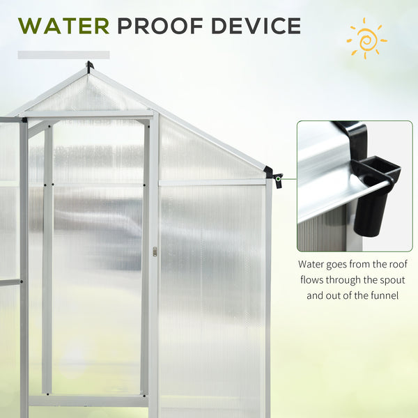 Outsunny 10' x 6' Greenhouse for Outdoors, Polycarbonate Greenhouse with Rain Gutter and Roof Vent, Aluminum Walk-in Green Houses for Outside Patio Backyard Garden