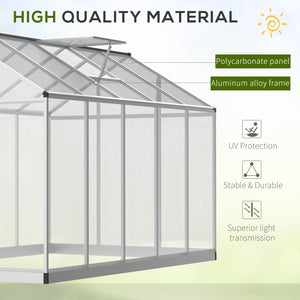 Outsunny 10' x 6' Greenhouse for Outdoors, Polycarbonate Greenhouse with Rain Gutter and Roof Vent, Aluminum Walk-in Green Houses for Outside Patio Backyard Garden