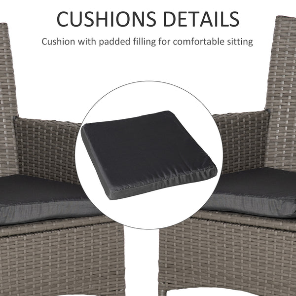 4 Pieces Outdoor PE Rattan Dining Chairs Set with Cushion, Garden Armchair with Armrests, High Backrest, Metal Frame Patio Wicker Furniture, Grey