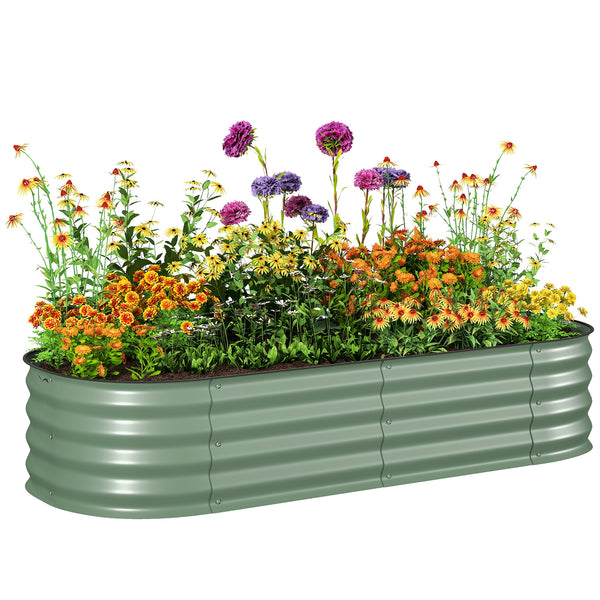 5' x 2' x 1' Galvanized Raised Garden Bed Kit, Outdoor Metal Elevated Planter Box with Safety Edging, Easy DIY Stock Tank for Growing Flowers, Herbs & Vegetables, Green