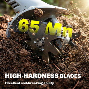Cordless Tiller, 18V Electric Garden Rotavator with 2 x 4000mAh Batteries, Charger, 20cm Tilling Width & 18cm Depth, 4 Blades, Aluminium Shaft, Adjustable Handle for Weeding, Loosening Soil