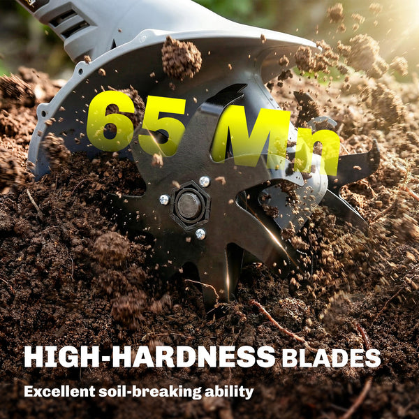 Cordless Tiller, 18V Electric Garden Rotavator with 2 x 4000mAh Batteries, Charger, 20cm Tilling Width & 18cm Depth, 4 Blades, Aluminium Shaft, Adjustable Handle for Weeding, Loosening Soil