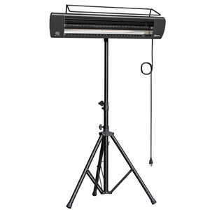 Electric Patio Heater, 1500 W Free Standing IP65 Waterproof Outdoor Infrared Heater with Tripod, 3 Heat Levels, 24H Timer, Touch Screen/Remote Control, Tip-Over/Over Heat Protection, Black