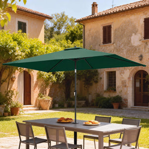 3x2m Garden Parasol, Parasol Umbrella with Crank Handle, Tilt Function, Polyester Canopy, Outdoor Table Umbrella for Patio, Garden, Green