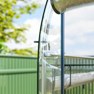 Walk-in Tunnel Greenhouse, 10' x 3' x 6.5' Hoop House Greenhouse with 8 Roll-Up Doors, Plant Hot House with Galvanized Steel Frame for Garden Patio Lawn, Clear