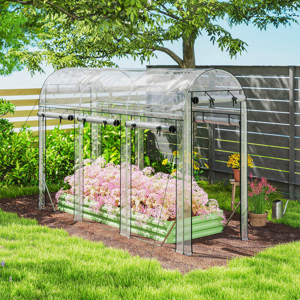 plant hoop house Outsunny 10' x 3' x 6.5' Walk-in Tunnel Greenhouse, Clear