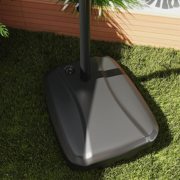 8' x 9' Square Cantilever Patio Umbrella with Fillable Base, Double Top Patio Hanging Offset Umbrella, Outdoor Cantilever Parasol with Crank & Tilt, Dark Blue