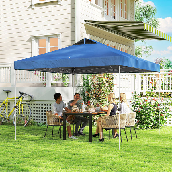 9.8' x 9.8' Pop Up Canopy, Waterproof Canopy Tent for Parties, Garden, BBQs, Easy Setup Instant Shelter and Garden Gazebo with Carrying Bag, Stakes and Ropes, Blue