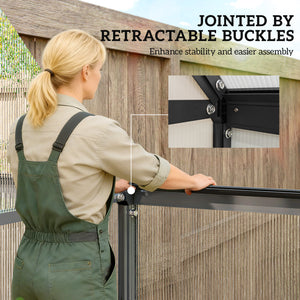 6 x 6.5ft Polycarbonate Greenhouse with Swing Door and Adjustable Window, Walk-in Greenhouse with Rain Gutter, Aluminium Garden Green House for Patio Garden Backyard, Black