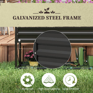 Outsunny Raised Garden Bed with Galvanized Steel Frame, Storage Shelf and Bed Liner, Elevated Planter Box with Legs for Vegetables, Flowers, Herbs, Black