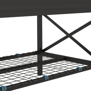 Outsunny Raised Garden Bed with Galvanized Steel Frame, Storage Shelf and Bed Liner, Elevated Planter Box with Legs for Vegetables, Flowers, Herbs, Black