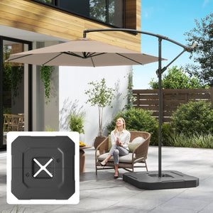 2-Piece Cantilever Offset Patio Umbrella Base Weight Set, 231 lb Heavy Duty Fillable Outdoor Offset Umbrella Weights with Easy-Fill Spouts for Water or Sand for Garden, Backyard, Black