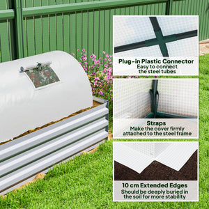 7' x 3' x 2' Portable Mini Greenhouse, Tunnel Growing Tent Plants Flower Warm House with 5 Mesh Windows and Steel Frame, for Garden, Patio, Backyard, White