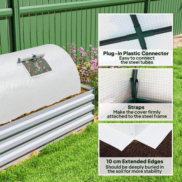 7' x 3' x 2' Portable Mini Greenhouse, Tunnel Growing Tent Plants Flower Warm House with 5 Mesh Windows and Steel Frame, for Garden, Patio, Backyard, White