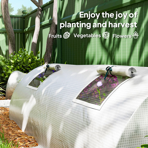 7' x 3' x 2' Portable Mini Greenhouse, Tunnel Growing Tent Plants Flower Warm House with 5 Mesh Windows and Steel Frame, for Garden, Patio, Backyard, White
