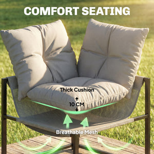 4 Piece Garden Furniture Set, Garden Table and Chairs with Thick Cushions, Patio Conversation Set with Coffee Table for Porch, Balcony, Deck, Grey