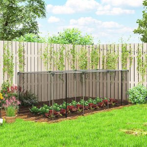 12' x 4' Crop Cage, Plant Protection Tent with Zippered Door and Galvanized Steel Frame, Fruit Cage Netting Cover for Garden, Yard, Lawn, Black