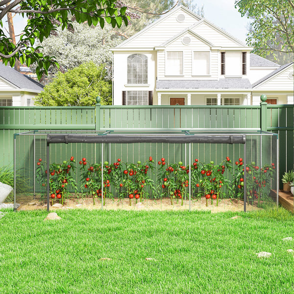 12' x 4' Crop Cage, Plant Protection Tent with Zippered Door and Galvanized Steel Frame, Fruit Cage Netting Cover for Garden, Yard, Lawn, Black