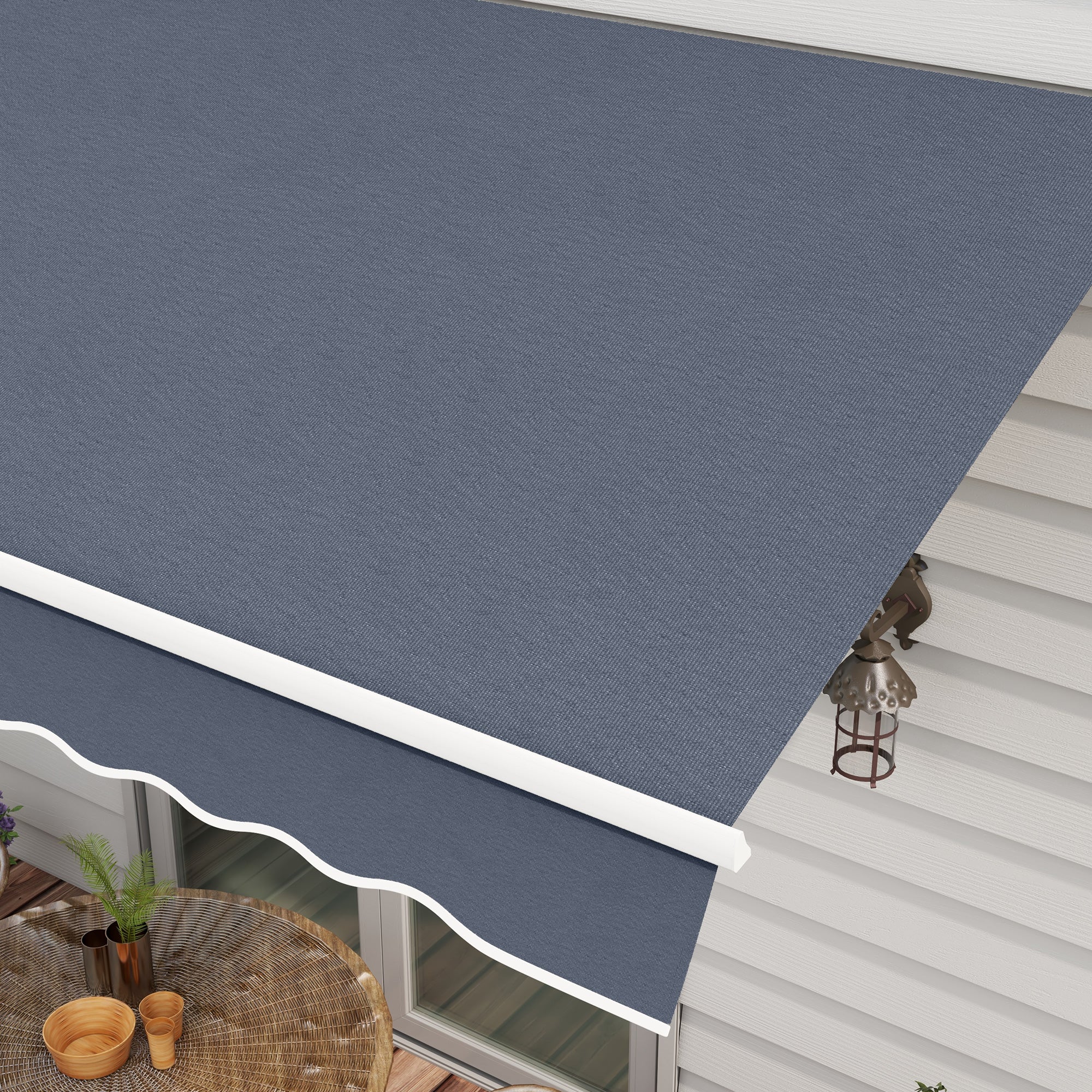 Outsunny 12' x 8' Retractable Patio Awning with Manual Crank