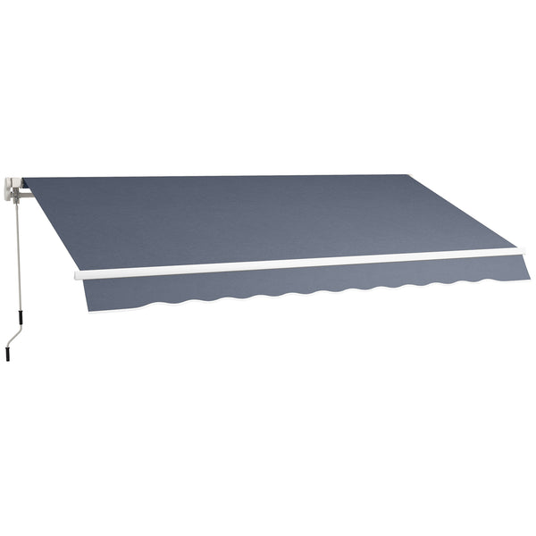 Outsunny 12' x 8' Retractable Awning Patio Awnings Sun Shade Shelter with Manual Crank Handle, 280g/m² UV & Water-Resistant Fabric and Aluminum Frame for Deck, Balcony, Yard, Dark Gray