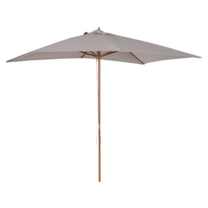7' x 10' Wooden Patio Umbrella, Rectangular Garden Parasol, Market Table Umbrella with Top Vent, Grey
