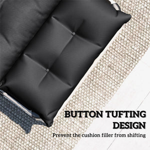 Sun Lounger Cushions Only, 190x56x10cm Garden Lounge Chair Cushions Set of 2, UPF20+ 220gsm Fabric, Thick Sunbed Replacement Pads with 6 Ties, Black