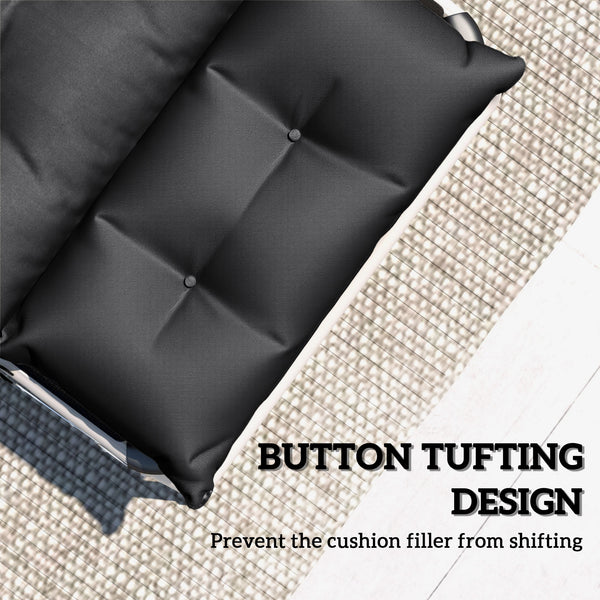 Sun Lounger Cushions Only, 190x56x10cm Garden Lounge Chair Cushions Set of 2, UPF20+ 220gsm Fabric, Thick Sunbed Replacement Pads with 6 Ties, Black