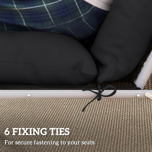 Sun Lounger Cushions Only, 190x56x10cm Garden Lounge Chair Cushions Set of 2, UPF20+ 220gsm Fabric, Thick Sunbed Replacement Pads with 6 Ties, Black