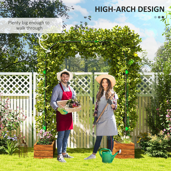 Garden Arch Trellis, 8 FT Tall Metal Plant Trellis Support with Trellis Netting, Outdoor Archway Trellis for Climbing Plants, Vegetables, Flowers, Fruits