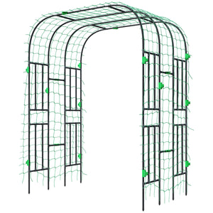 Garden Arch Trellis, 8 FT Tall Metal Plant Trellis Support with Trellis Netting, Outdoor Archway Trellis for Climbing Plants, Vegetables, Flowers, Fruits