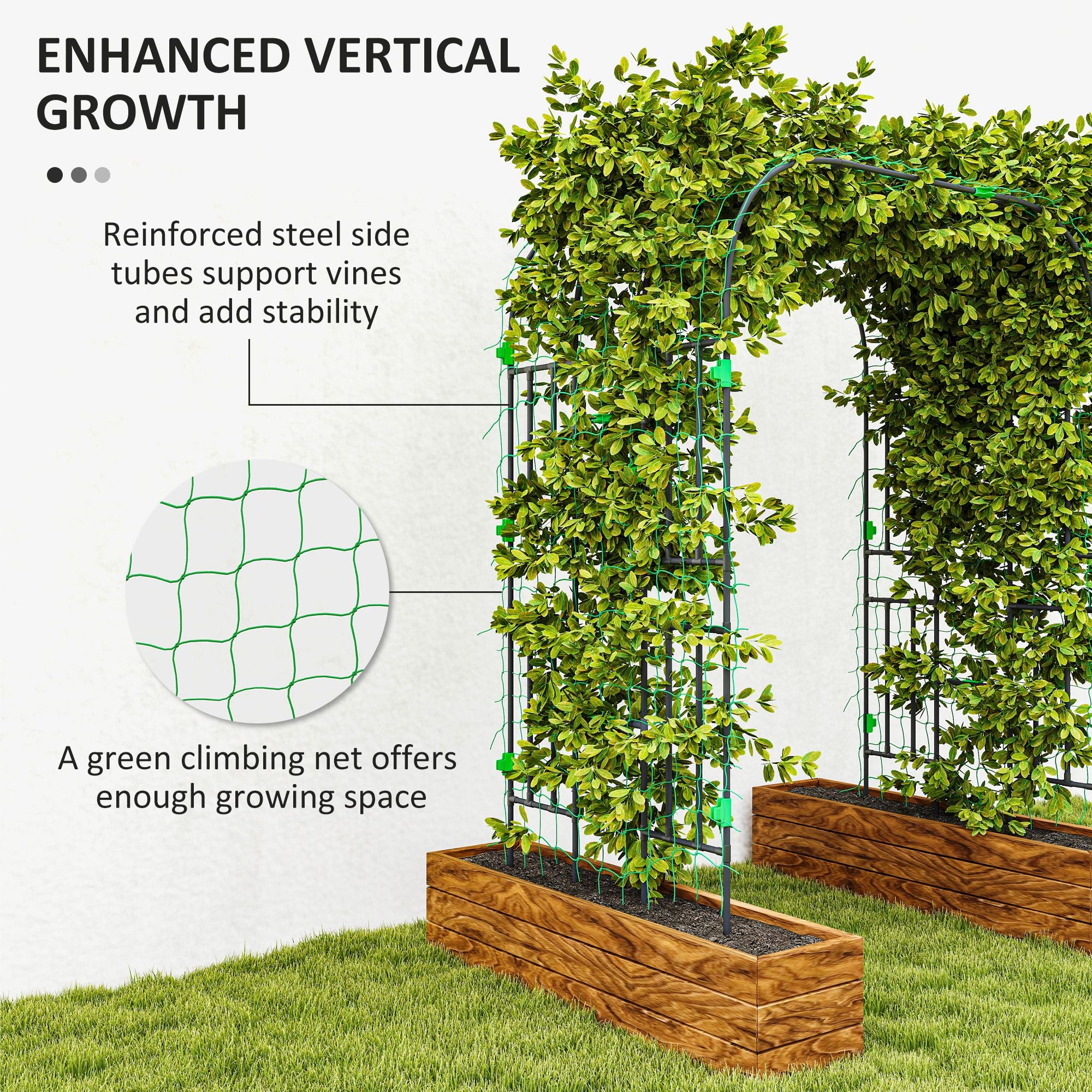 steel plant trellis Outsunny 8 FT Tall Metal Garden Arch Trellis with Trellis Netting