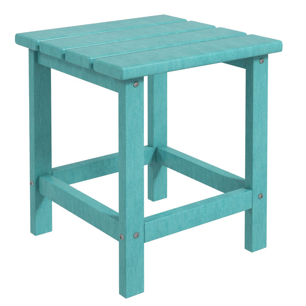 Outsunny Patio Side Table, 15" Square Outdoor End Table, HDPE Plastic Tea Table for Adirondack Chair, Backyard or Lawn, Green