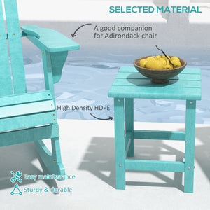 Outsunny Patio Side Table, 15" Square Outdoor End Table, HDPE Plastic Tea Table for Adirondack Chair, Backyard or Lawn, Green