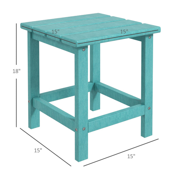 Outsunny Patio Side Table, 15" Square Outdoor End Table, HDPE Plastic Tea Table for Adirondack Chair, Backyard or Lawn, Green