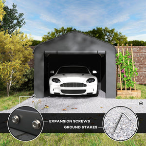 12' x 20' Heavy Duty Metal Carport, Waterproof Garage Car Canopy Shelter with Galvanized Metal Roof and Removable Sidewalls for Cars, Boats, Tractors, Dark Gray