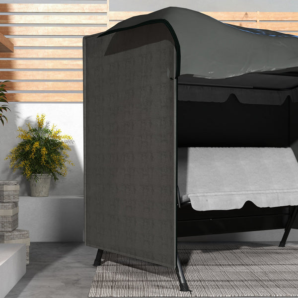 3 Seater 600D Oxford Patio Swing Chair Cover Outdoor Garden Furniture Rain Protection Protector Waterproof Anti-UV, 205 x 124 x 164cm, Dark Grey