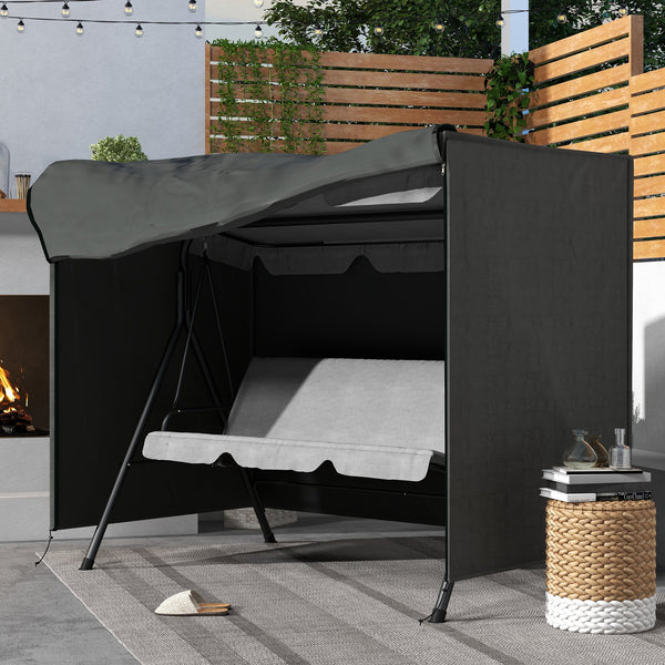 3 Seater 600D Oxford Patio Swing Chair Cover Outdoor Garden Furniture Rain Protection Protector Waterproof Anti-UV, 205 x 124 x 164cm, Dark Grey