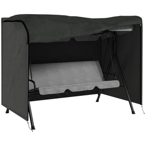 3 Seater 600D Oxford Patio Swing Chair Cover Outdoor Garden Furniture Rain Protection Protector Waterproof Anti-UV, 205 x 124 x 164cm, Dark Grey