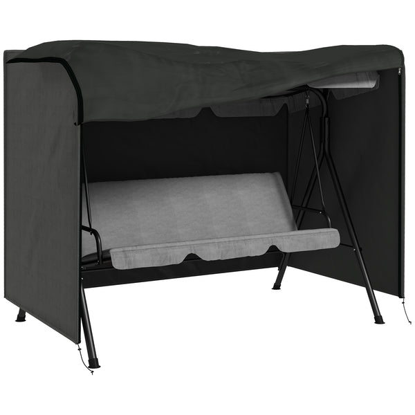 3 Seater 600D Oxford Patio Swing Chair Cover Outdoor Garden Furniture Rain Protection Protector Waterproof Anti-UV, 205 x 124 x 164cm, Dark Grey