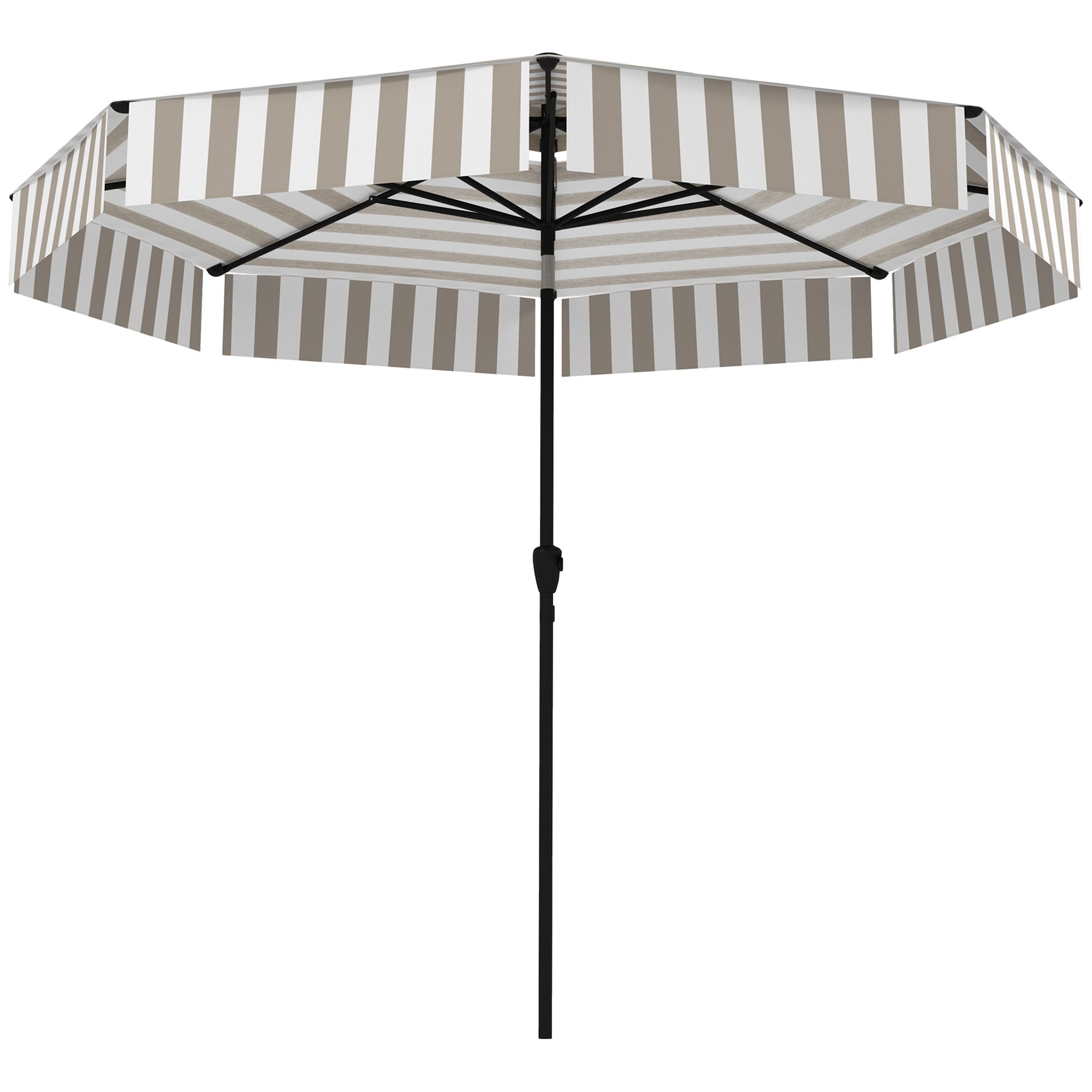 Outsunny 8.6FT Patio Umbrella, UPF 30+ Outdoor Market Umbrella, 2-Tier Vented Patio Table Umbrella with Crank 8 Ribs, Tiltable Porch Umbrella for Gard Outsunny 8.6FT Patio Umbrella, UPF 30+ Outdoor Market Umbrella, 2-Tier Vented Patio Table Umbrella with Crank 8 Ribs, Tiltable Porch Umbrella for Gard