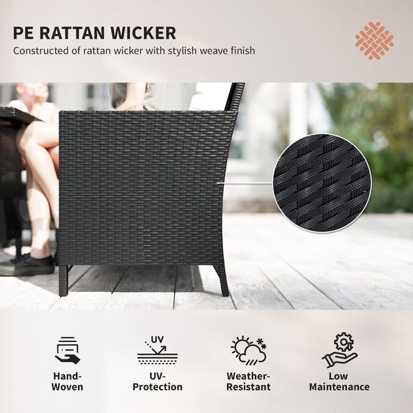 6 Pieces Patio Dining Set Wicker Outdoor Furniture Set Garden Rattan Sofa Set Outdoor Sectional Couch with Cushions, Dining Table and Ottomans, White
